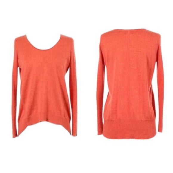 Pure Superfine Cashmere sweater orange scoop neck soft 10 - Picture 1 of 6
